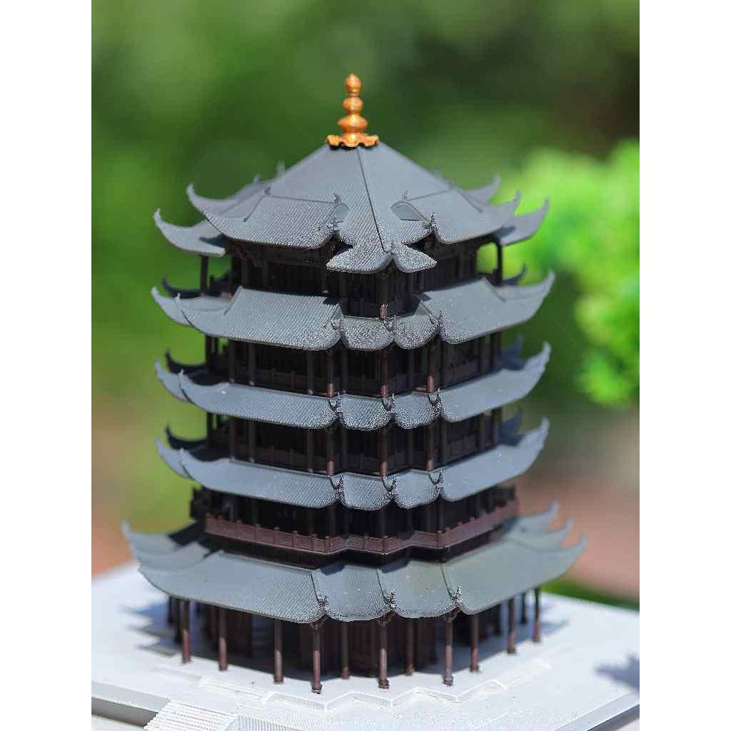 Mô hình kiến trúc Trung Hoa: Hoàng Hạc lâu - VDS0134 - trang trí tiểu cảnh, bán cạn, terrarium, non bộ, bonsai