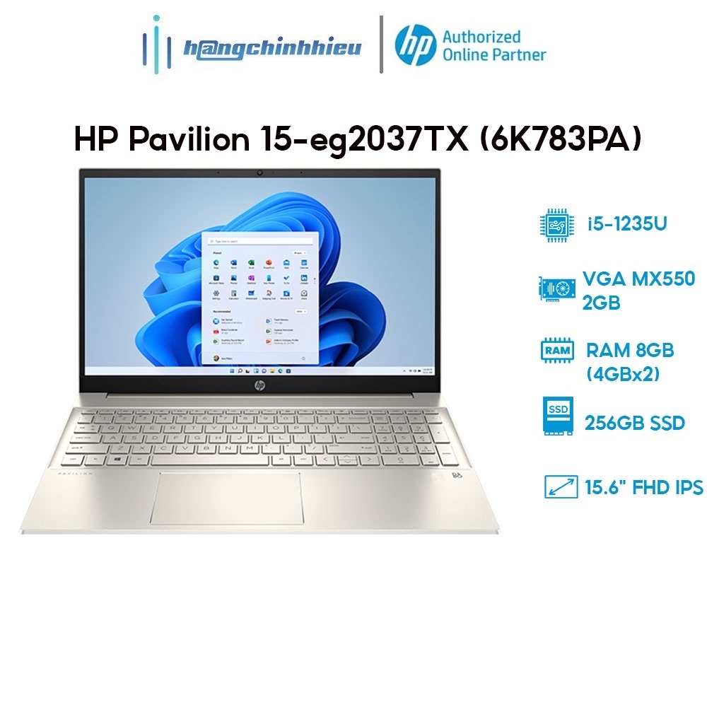 Laptop HP Pavilion 15-eg2037TX 6K783PA (i5-1235U | 8GB | 256GB | VGA MX550 2GB | W11) Hàng chính hãng