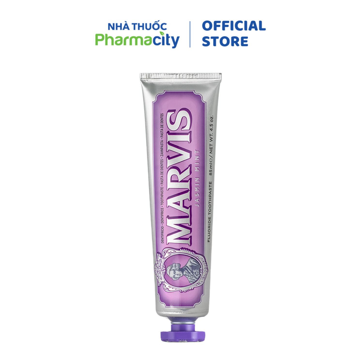 Kem Đánh Răng Marvis Jasmin Mint Vị Hoa Nhài &amp; Bạc Hà hỗ trợ sạch mảng bám &amp; khử mùi hôi miệng (85ml)