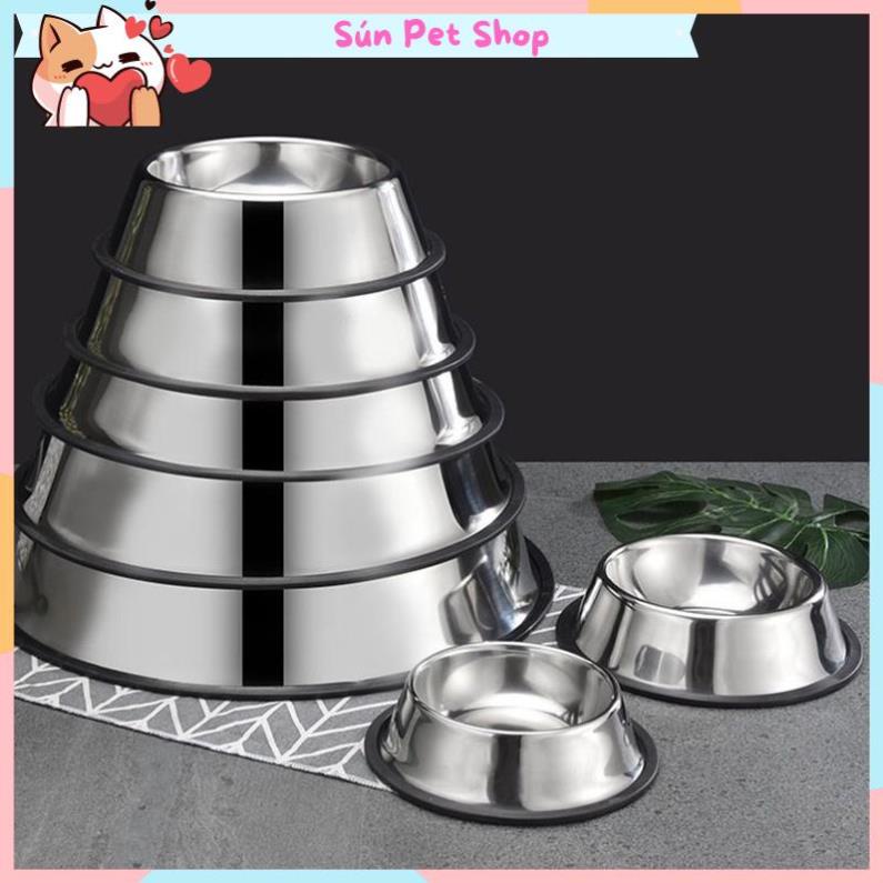 Bát ăn Inox cho chó mèo, có đế cao su chống trơn trượt