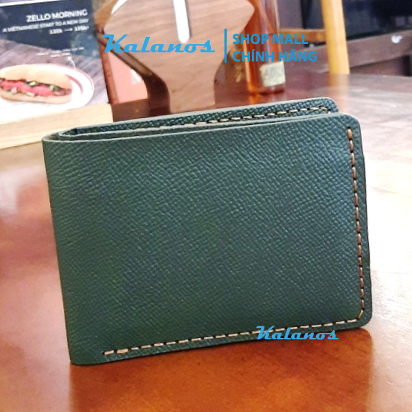 Ví nam da bò handmade cao cấp màu xanh lá đẹp Kalanos KBN840-Xanhl