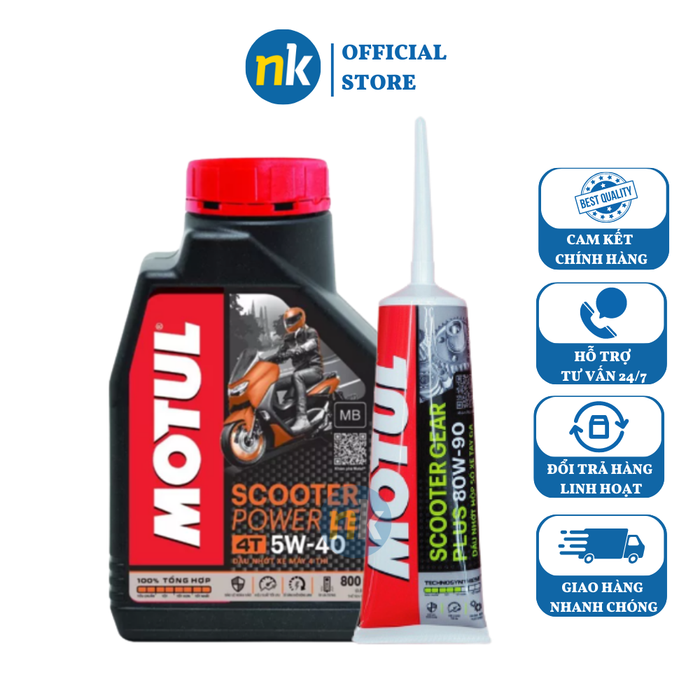 Nhớt cao cấp cho xe tay ga đời mới Motul Scooter Power LE 5W40 800ml tặng nhớt hộp số Motul Gear 80W90 120ml