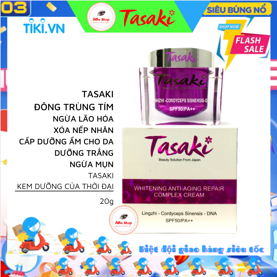 KEM TASAKI TÍM NGỪA LÃO HÓA - XÓA THÂM NÁM - WHITENING ANTI-AGING REPAIR COMPLEX CREAM - LINGZHI - ĐÔNG TRÙNG - DNA