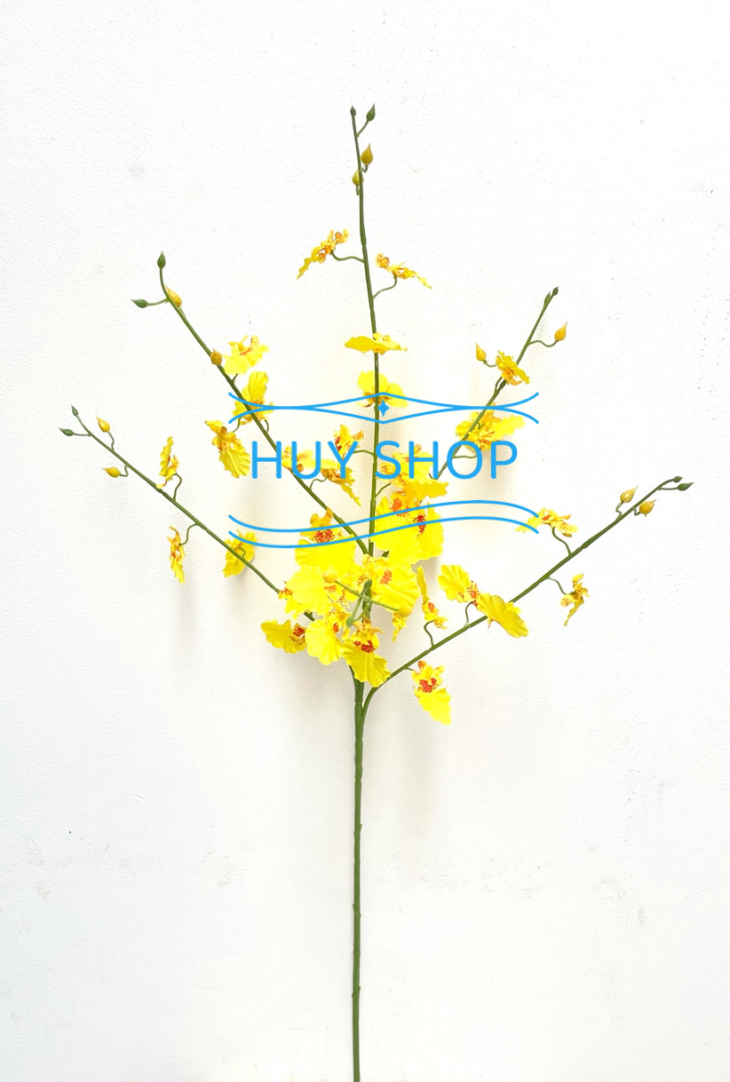 Hoa giả trang trí - Cành Hoa LAN VŨ NỮ 6 Nhánh  vải cao cấp
