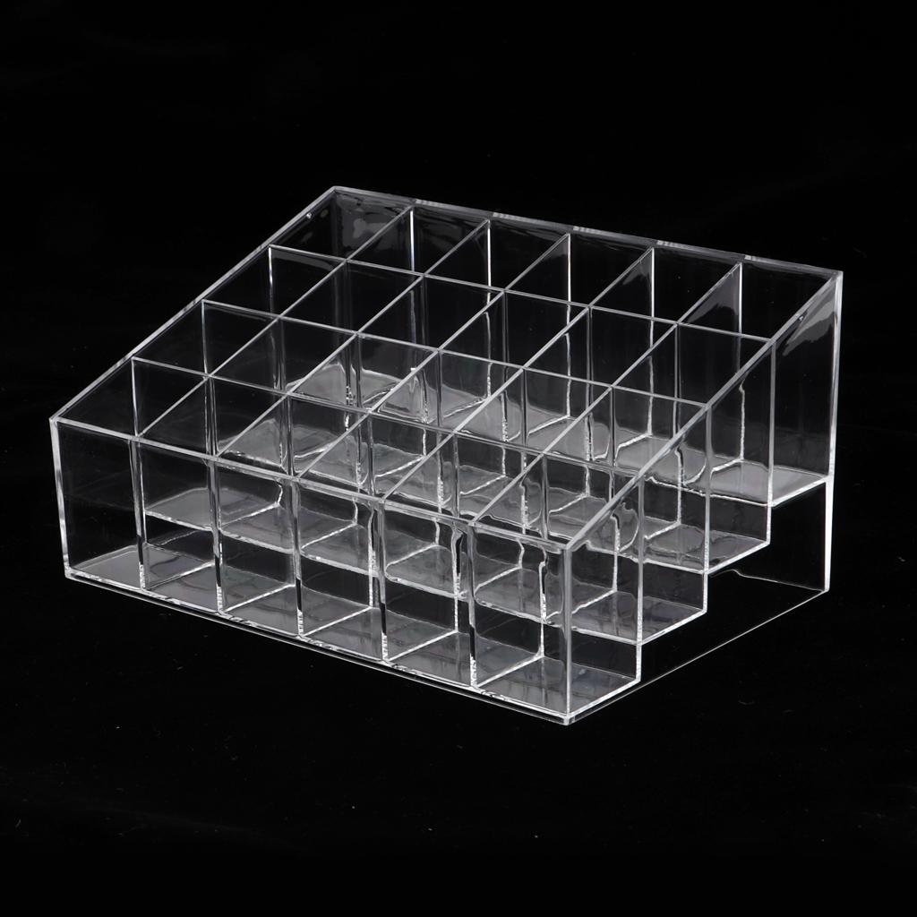24 Grids Lipstick Nail Polish Holder Display Clear Acrylic Makeup Organizer