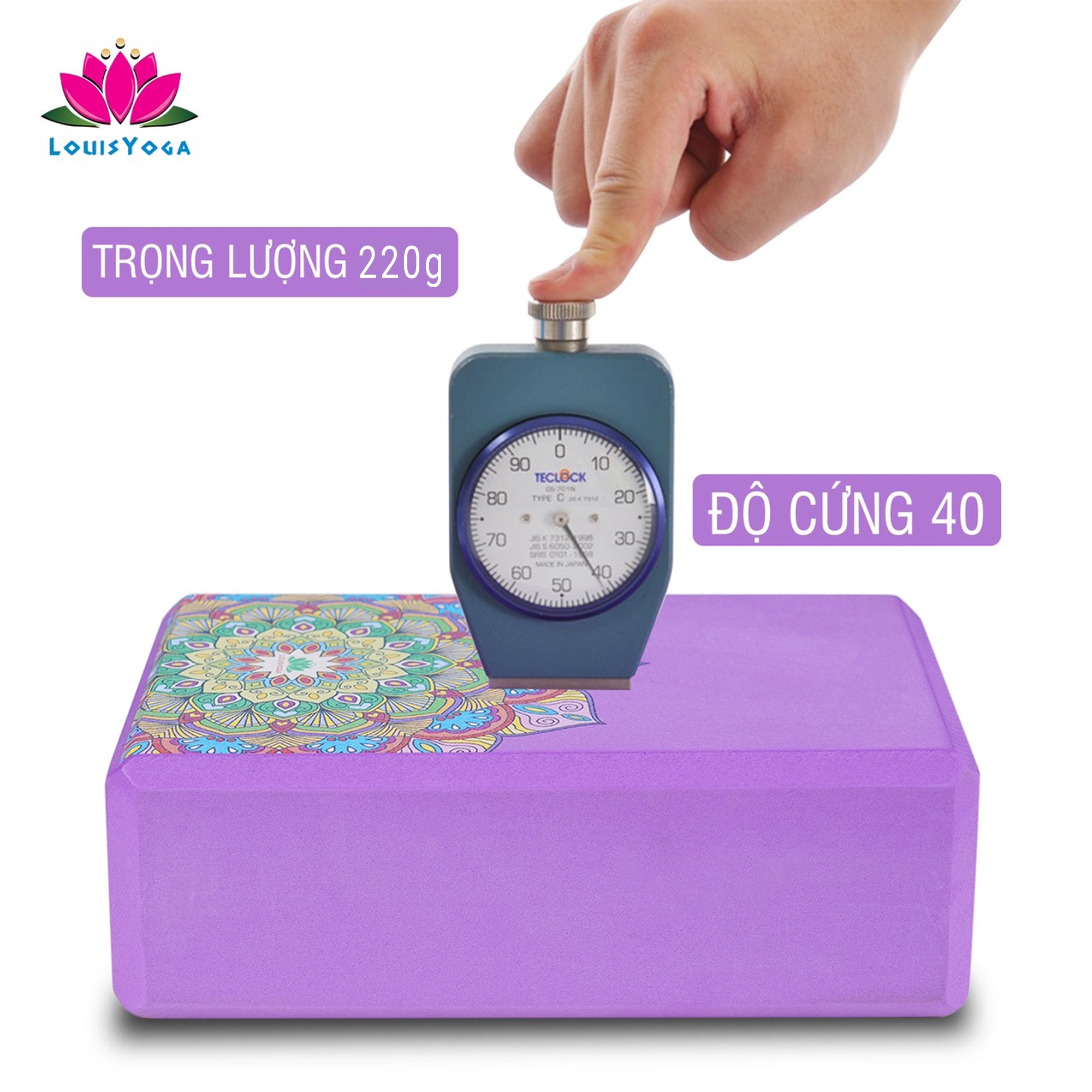 Gạch tập yoga sắc Madala Kích thước: 23x15x7.6cm. Trọng lượng 200g