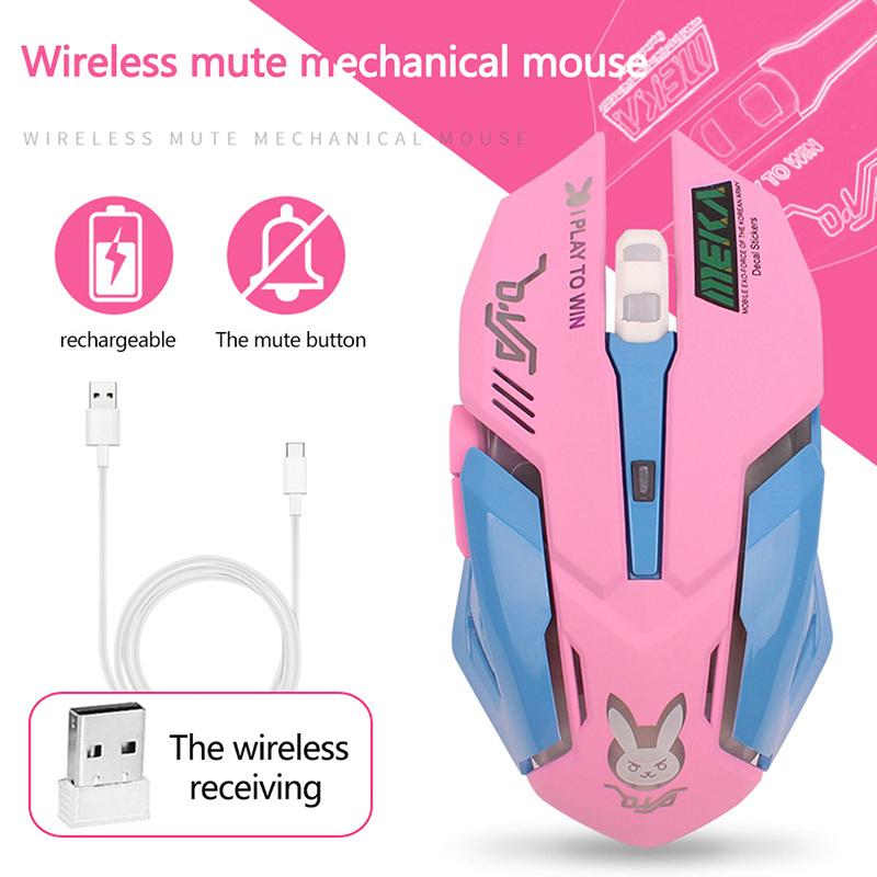 USB Chuột Chơi Game Không Dây Hồng Máy Tính Chuyên Nghiệp Thể Thao Điện Tử Chuột 2400DPI Nhiều Màu Sắc Backlit Silent Chuột Lol Dữ Liệu laptop
