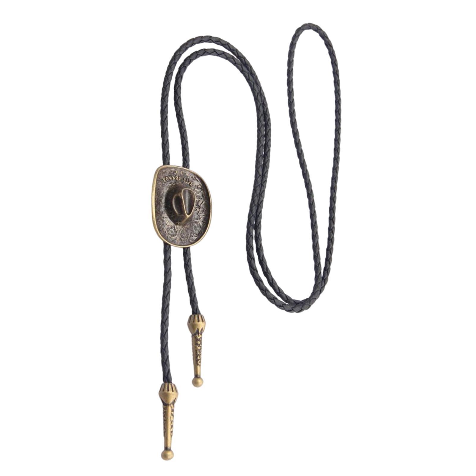 Western Cowboy Hat Bolo Tie Vintage Costume Accessories Necklace for Halloween Party