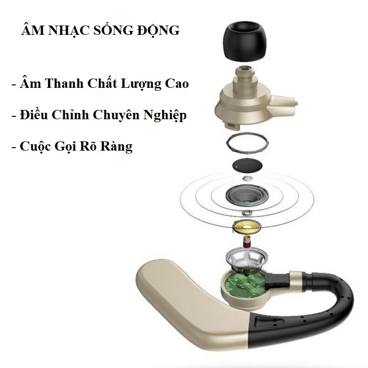 Tai Nghe Bluetooth Nhét Tai Có Mic M8 - Pin Trâu Nghe 16-18 Giờ, Có Pin Dự Trữ - Nút Tai Cao Su Chống Ồn