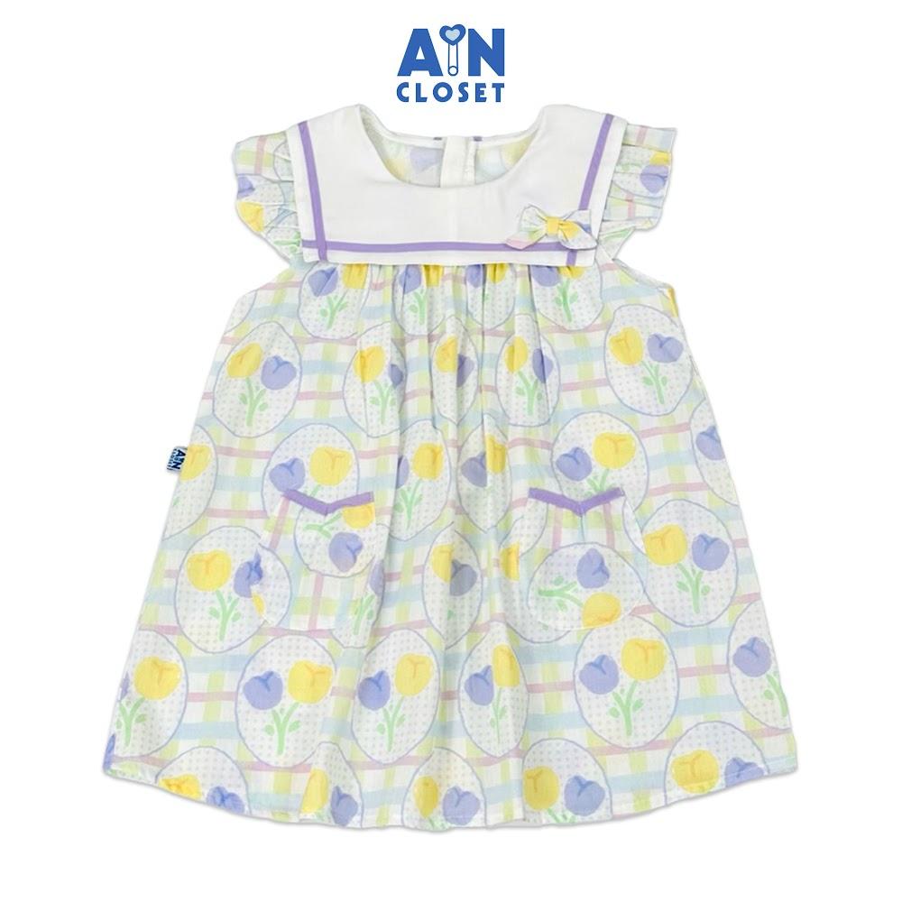 Đầm bé gái họa tiết Tulip Caro Tím cotton - AICDBGZHJUDU - AIN Closet