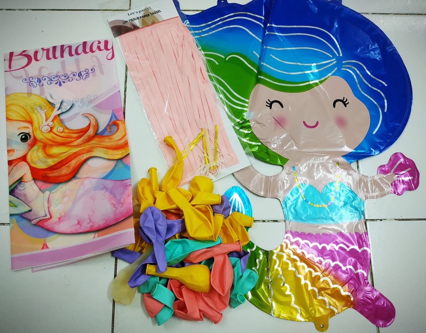Set bong bóng trang trí sinh nhật, sự kiện cho bé chủ đề Nàng tiên cá