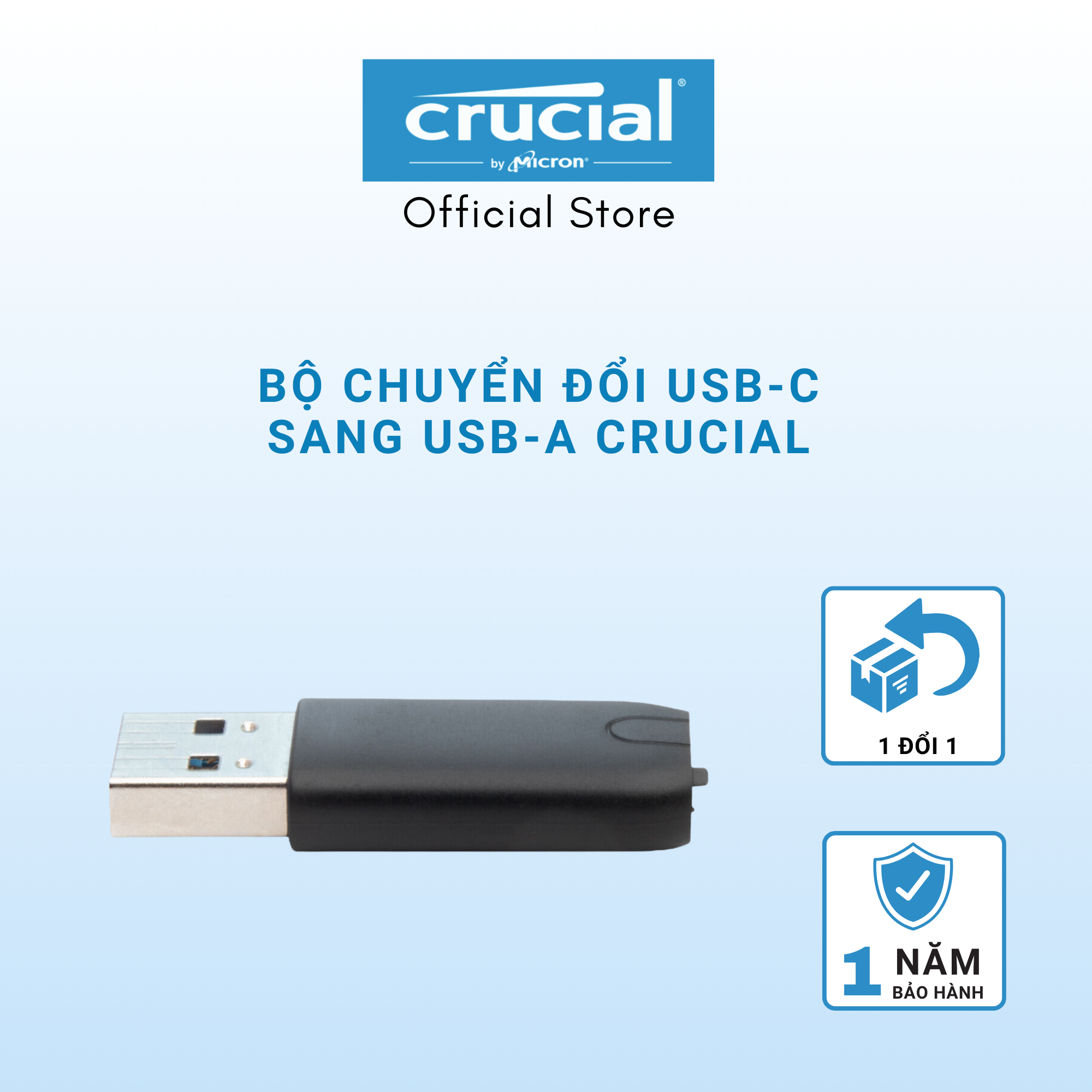 Bộ chuyển đổi USB-C sang USB-A Crucial, CTUSBCFUSBAMAD - Hàng chính hãng