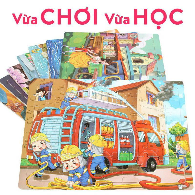 Đồ Chơi Tranh Ghép Gỗ 60 Miếng Ghép Nhiều Chủ Đề Cho Bé