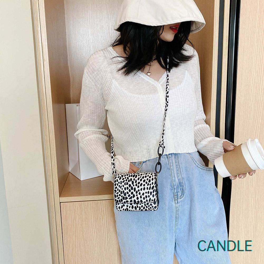Túi Đeo Chéo Mini Chất Liệu Da Pu Phối Dây Xích