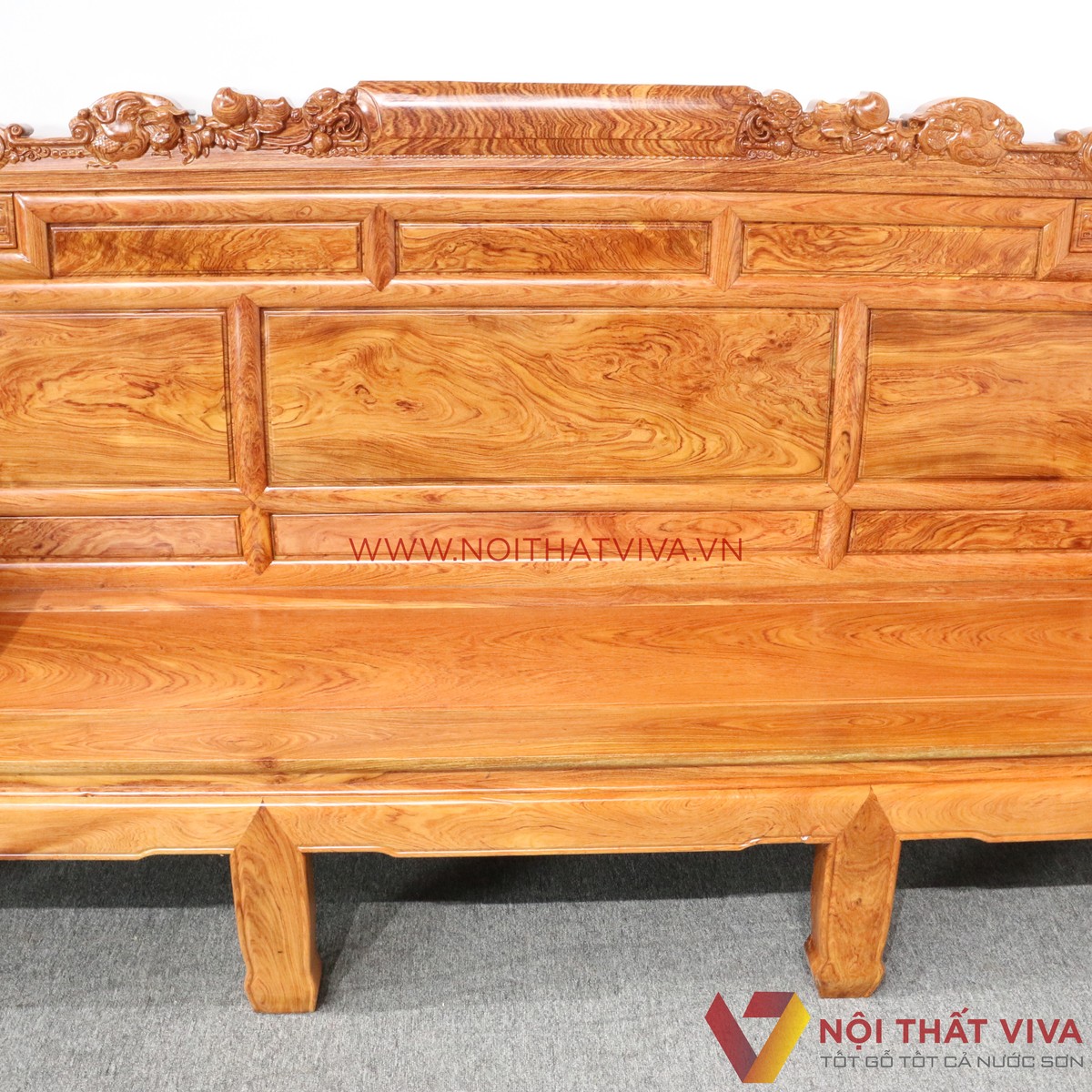 Bộ Bàn Ghế Salon Tần Thủy Hoàng Gỗ Hương Đá Chạm Rồng 6 Món Cao Cấp