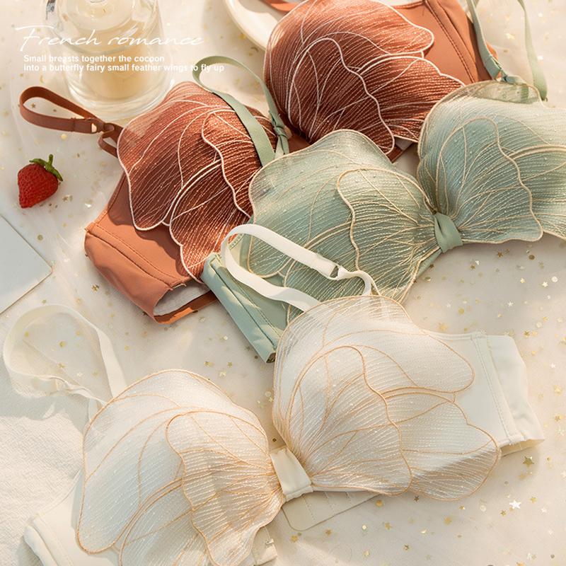 Wasteheart Mới Thời Trang Nữ Đỏ Xanh Quần Lót Bralette Đẩy Lên Quần Lót Cotton Áo Ngực Không Dây Bộ Quần Lót Một B Nữ áo Lót Ngực