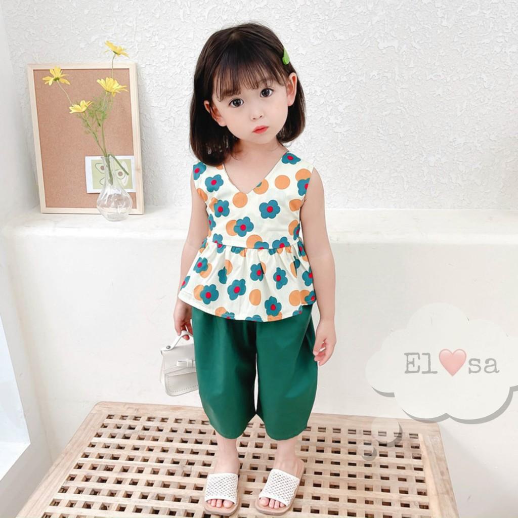 Đồ bộ bé gái - Bộ quần áo bé gái hoa 2 màu 8-19KG