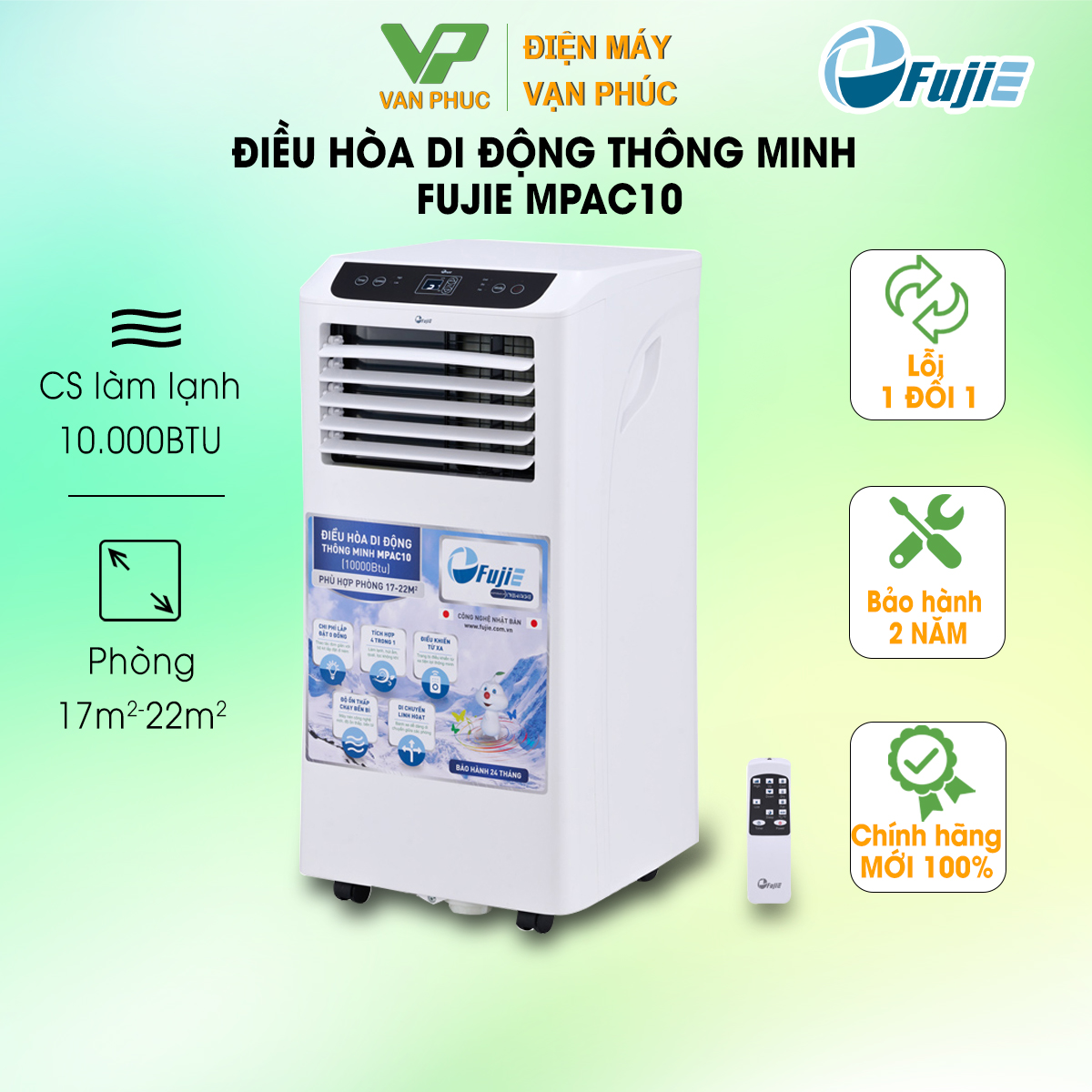 Máy điều hòa di động thông minh FujiE MPAC10 - 10000BTU - Hàng chính hãng bảo hành 24 tháng