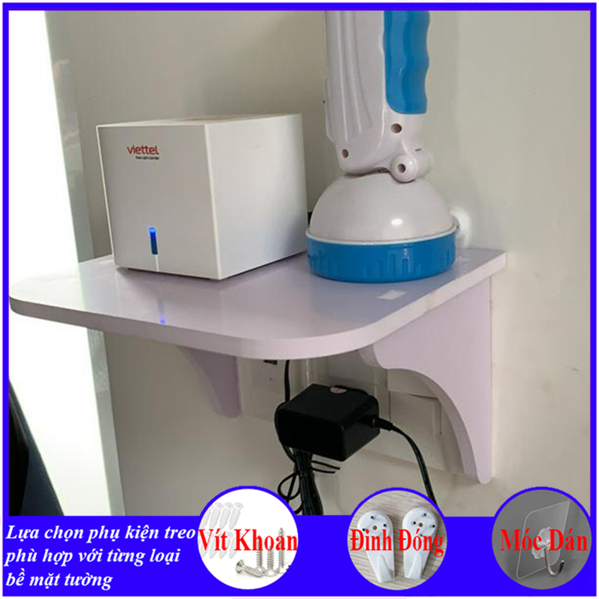 Kệ wifi treo tường, Giá đỡ wifi, đầu kỹ thuật số, modem, máy chiếu, chất liệu gỗ cao cấp màu trắng - a32