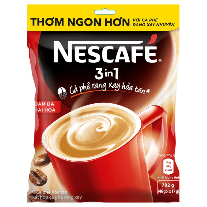 Cà Phê Sữa NesCafé 3 in 1 Đậm Đà Hài Hòa 782g (46 gói x 17g)