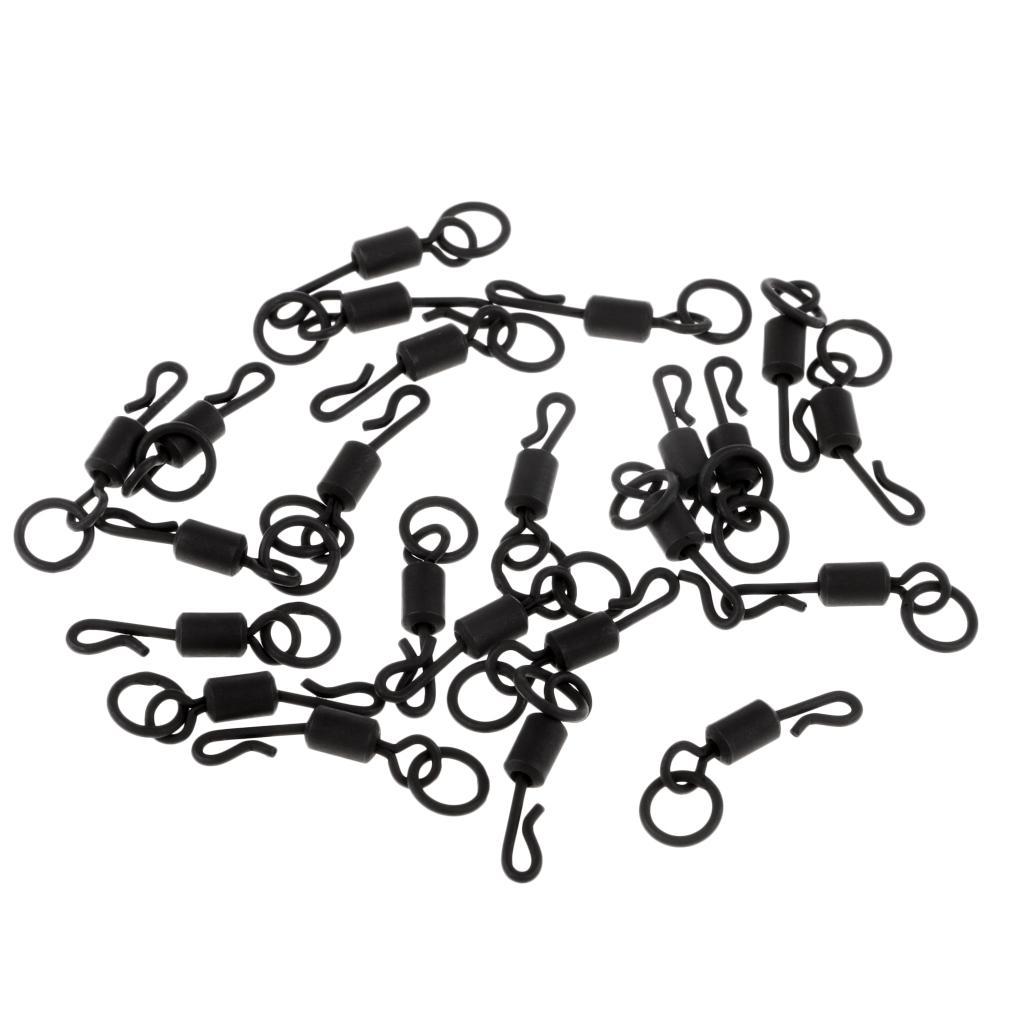 25pcs Matte Black Carp Fishing Quick Change Swivel with Ring
