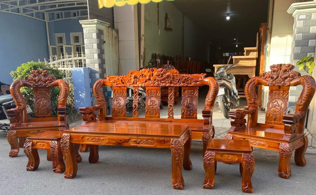 Bộ salon tràm rồng đỉnh tay 10-tay 12-Bộ bàn ghế phòng khách