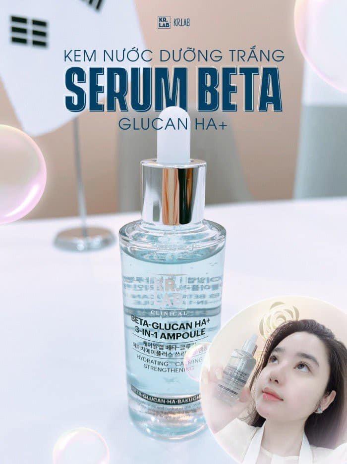 Serum beta glucan bakuchiol HA+ B5 Kr. Lab kem nước dưỡng trắng lọ 50ml hạn 2026 bản mới nhất có B5