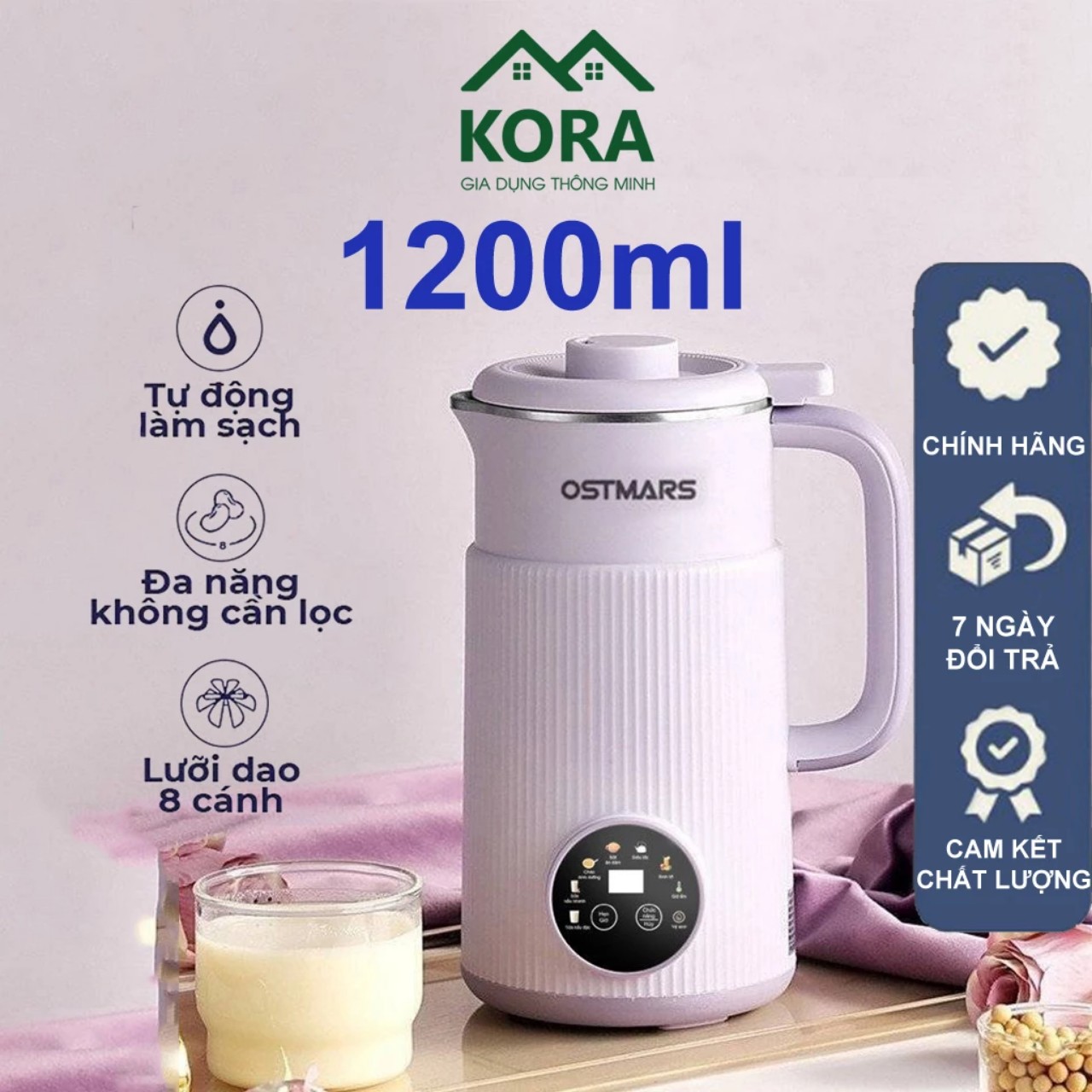 Máy Làm Sữa Hạt, Máy Nấu Sữa Hạt OSTMARS Hàng Chính Hãng MINIIN 1000ml - 8 Chức Năng Xay Nấu Tiện Lợi