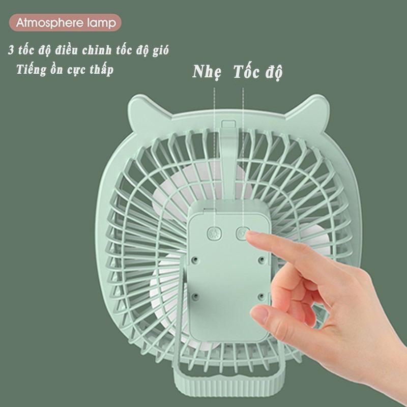 Quạt tích điện treo tường mini cầm tay quạt sạc điện có đèn để bàn Vân PHương Shop - Hàng Chính Hãng