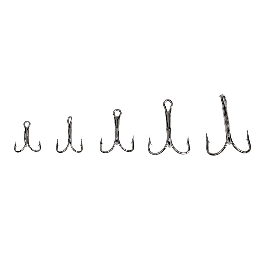 50 Pieces High Carbon Steel Assorted Size Barbed Treble Hooks Fishing Equipment+50 Pieces Steel Screw Peg Carp Fishing Tackle Boilie Ring Bait Terminal Tackle