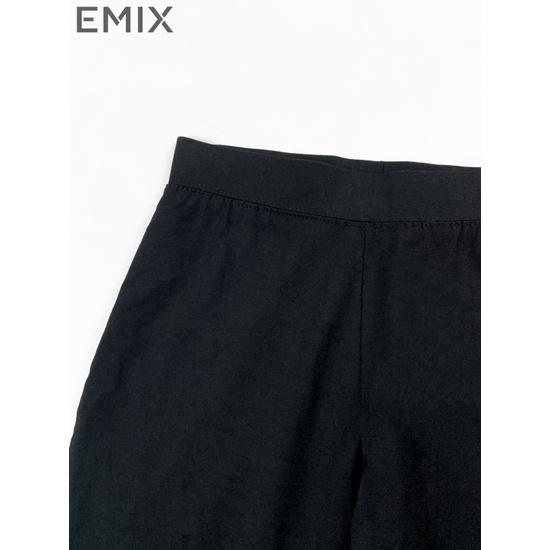 Quần ống loe nữ EMIX (màu đen), basic trousers, dáng dài, cạp cao, lưng chun, ống loe, vải thun co giãn Q881