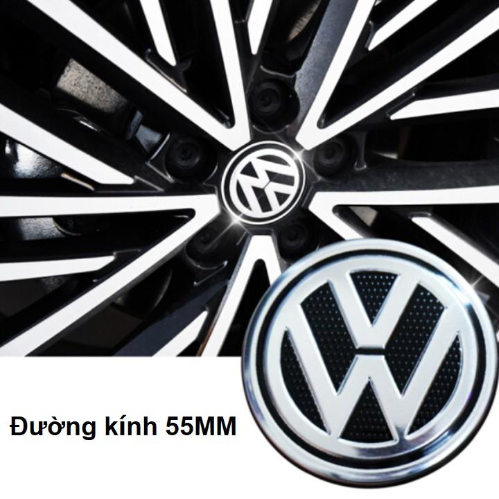 Logo chụp mâm, ốp lazang bánh xe ô tô Volkswagen, đường kính 55mm và 65mm