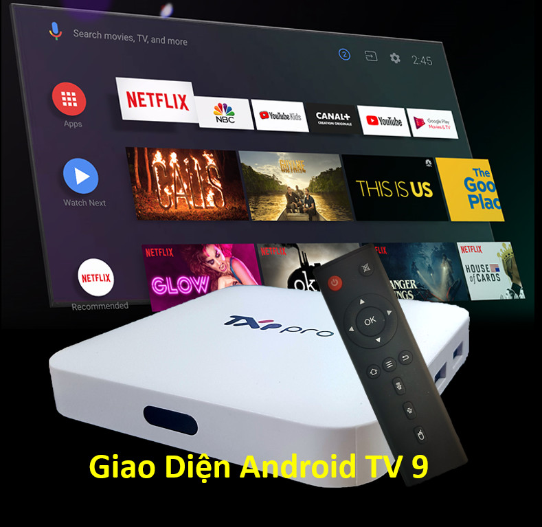 Android Tivi Box TXP Pro Truyền hình vtvcap On Bản Quyền HĐH Android 9 Ram 2G Rom 16G Chip Amlogic 905 - Hàng Chính Hãng