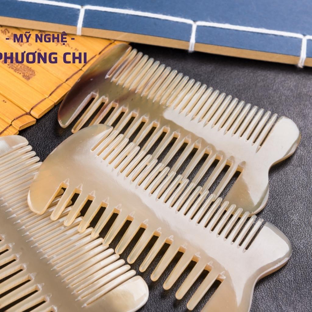 Lược sừng trâu hình xương cá 2 loại răng dùng massage, lược chải đầu gỡ rối | Mỹ Nghệ Phương Chi