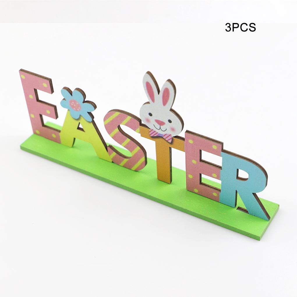 2 Sets Wood Ornaments Easter Decorations Cute Rabbit Handy Installation Letters Birthday Gifts Accessories DIY