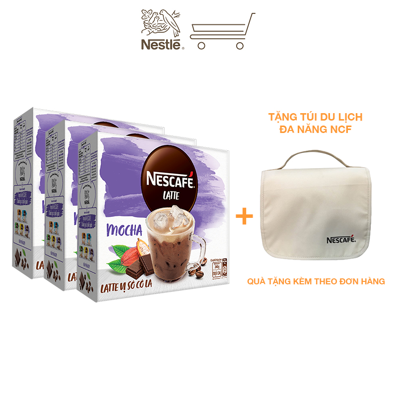 Combo 3 hộp cà phê hòa tan Nescafé Latte vị sô cô la