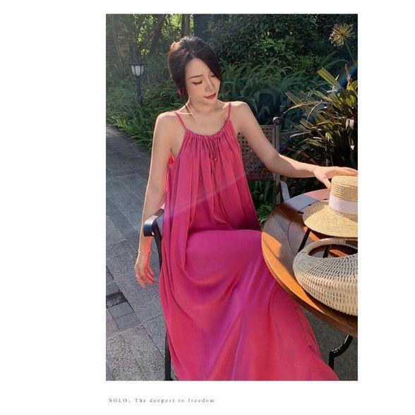 ĐẦM MAXI HỒNG 2 DÂY