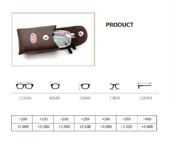 Kính lão thị kính đọc sách sẵn độ gập gọn sáng rõ cứng cáp chống mỏi( chuẩn độ +100 đến +400 tặng bao đựng đeo hông PU 20.05