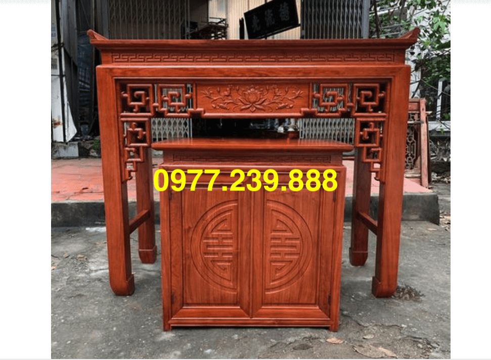 bàn thờ gỗ sồi chỉ bàn to 127cm