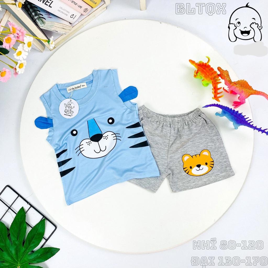 Đồ bộ bé trai, bộ ba lỗ mùa hè cho bé trai hình con vật ngộ nghĩnh từ 5-30kg chất thun cotton mềm mát