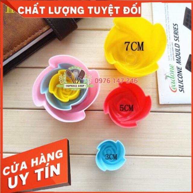 Khuôn silicon 4D Hoa hồng 3 cỡ 3cm, 5cm và 7cm