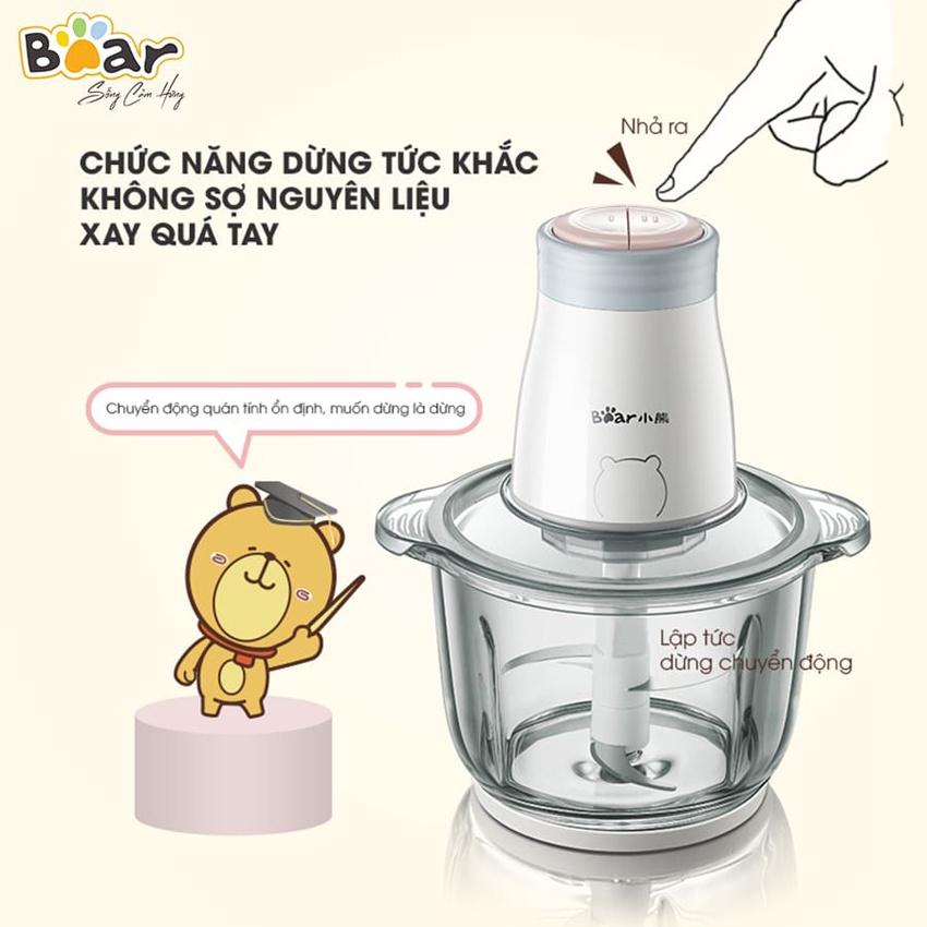 Máy xay thịt đa năng Bear, cối thủy tinh 2L 300W, dao 4 lưỡi thép không gỉ, Anh Lam Store - Hàng nhập khẩu