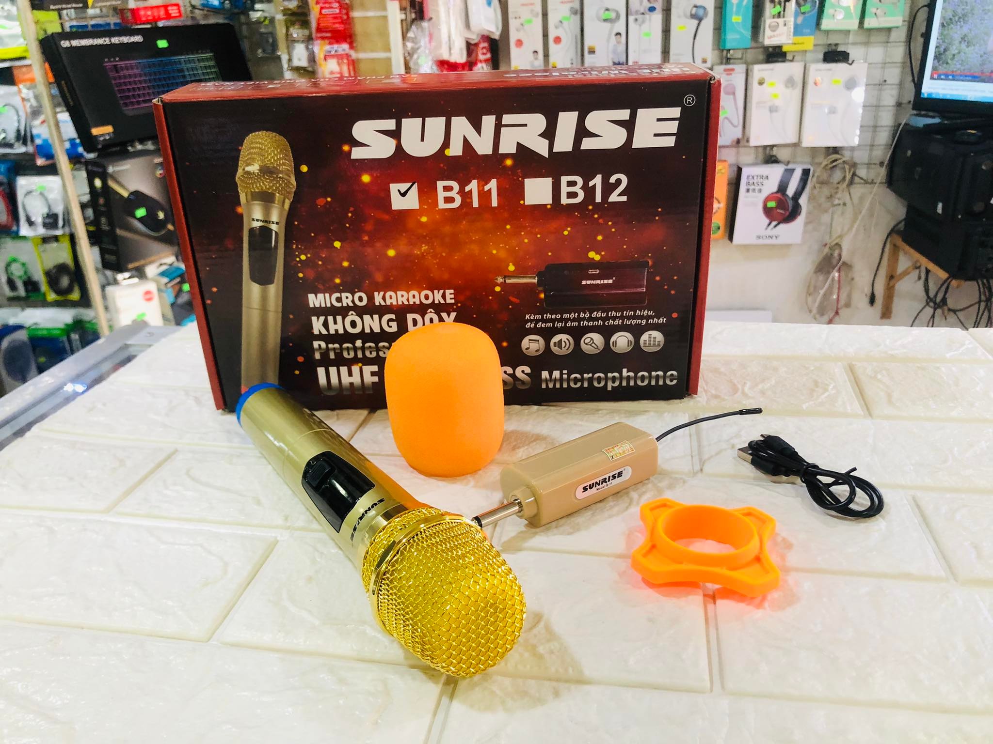 Micro Không Dây Sunrise B11 Loại 1 Mic chống hú tốt,cực hút tiếng ca - HÀNG CHÍNH HÃNG