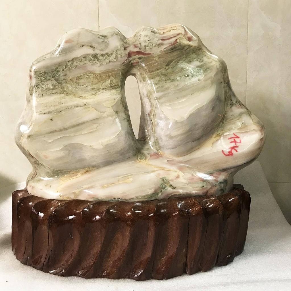 Đá phong thủy tự nhiên may mắn Cao 40 nặng 25kg đá canxite hình trống mái