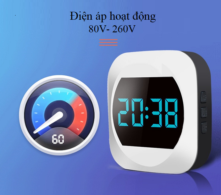 Chuông cửa không dây thông minh, siêu bền, có đồng hồ hiển thị, 433Hz (  TẶNG 03 NÚT KẸP ĐA NĂNG NGẪU NHIÊN )