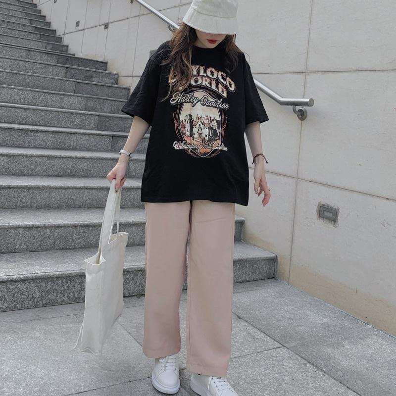 Quần Tây Ống Rộng Cạp Cao Nam Nữ Unisex