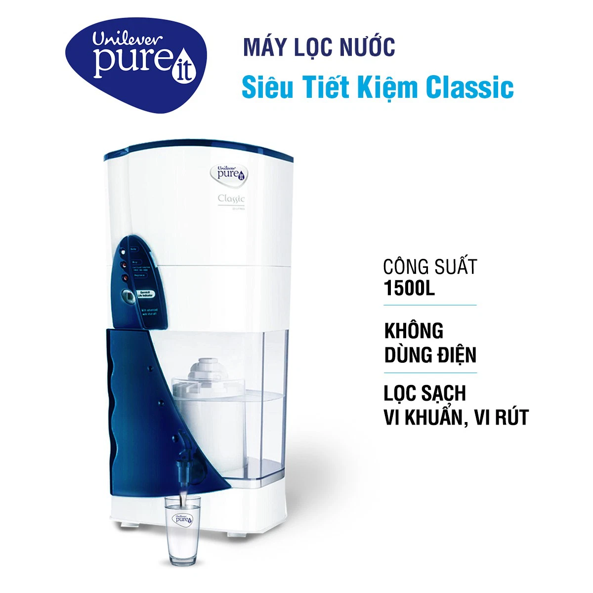 Máy lọc nước Unilever Pureit Classic Không Dùng Điện - hàng chính hãng