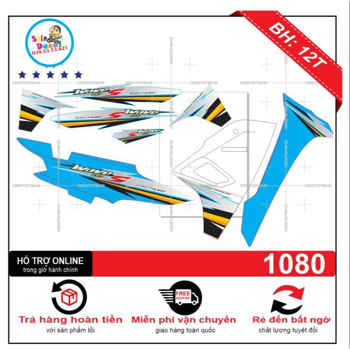Tem rời wave S 2017 dán xe xanh