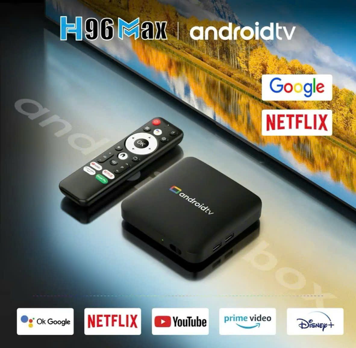 Android Tivi Box - Ram 2G - Android TV 10 - Dual Wifi - Bluetooth - Netflix - Remote Tìm Kiếm Bằng Giọng Nói - Hàng Nhập Khẩu