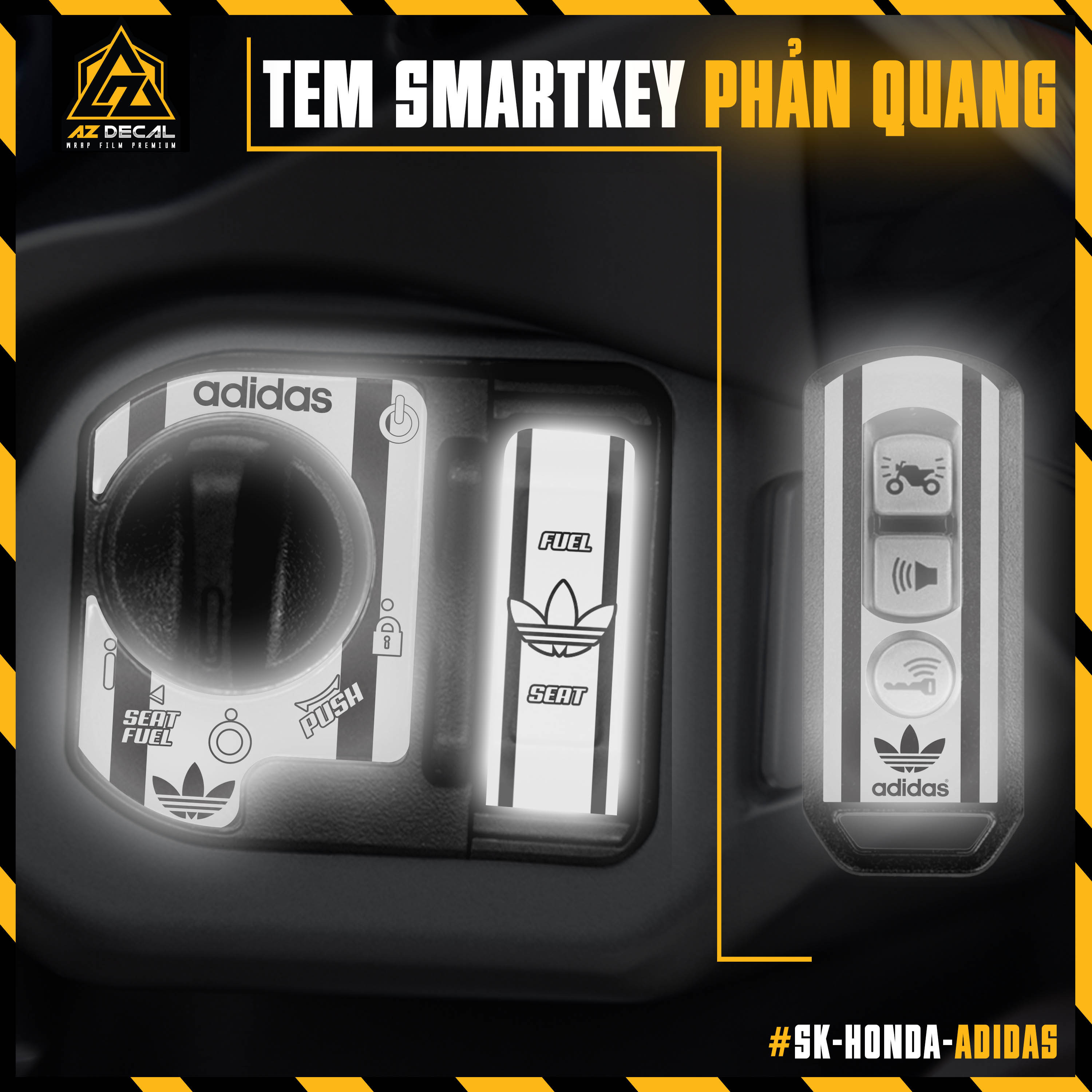 Tem Adidas Dán Ổ Khoá Và Chìa Khoá Smartkey Honda SH, SH Mode, Vision, Vario, Winner, Winner X,... | SK-HONDA-ADIDAS